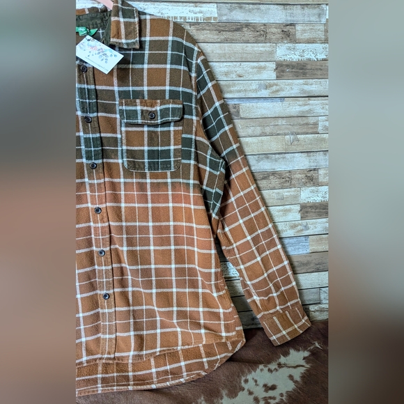 Five Finger Death Punch Upcycled Dip Dye Bleach Flannel Shirt - Picture 13 of 15